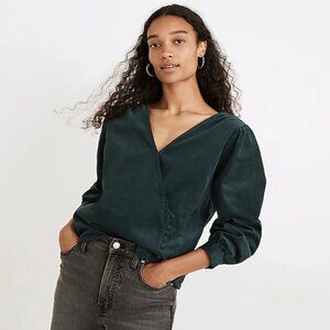 Madewell Corduroy Kinston Side-Button Wrap Top NWT